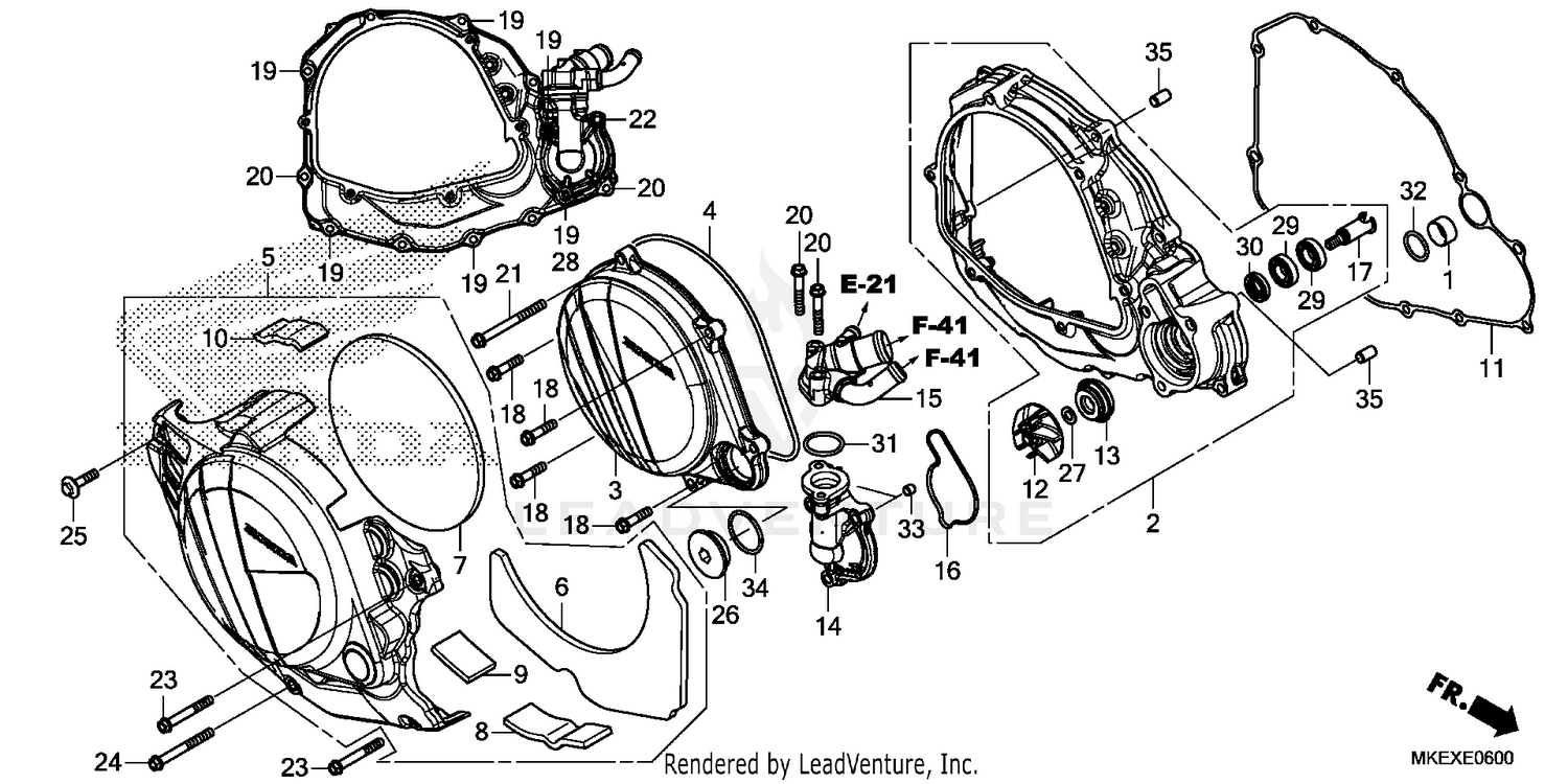 RIGHT CRANKCASE COVER    @WATER PUMP