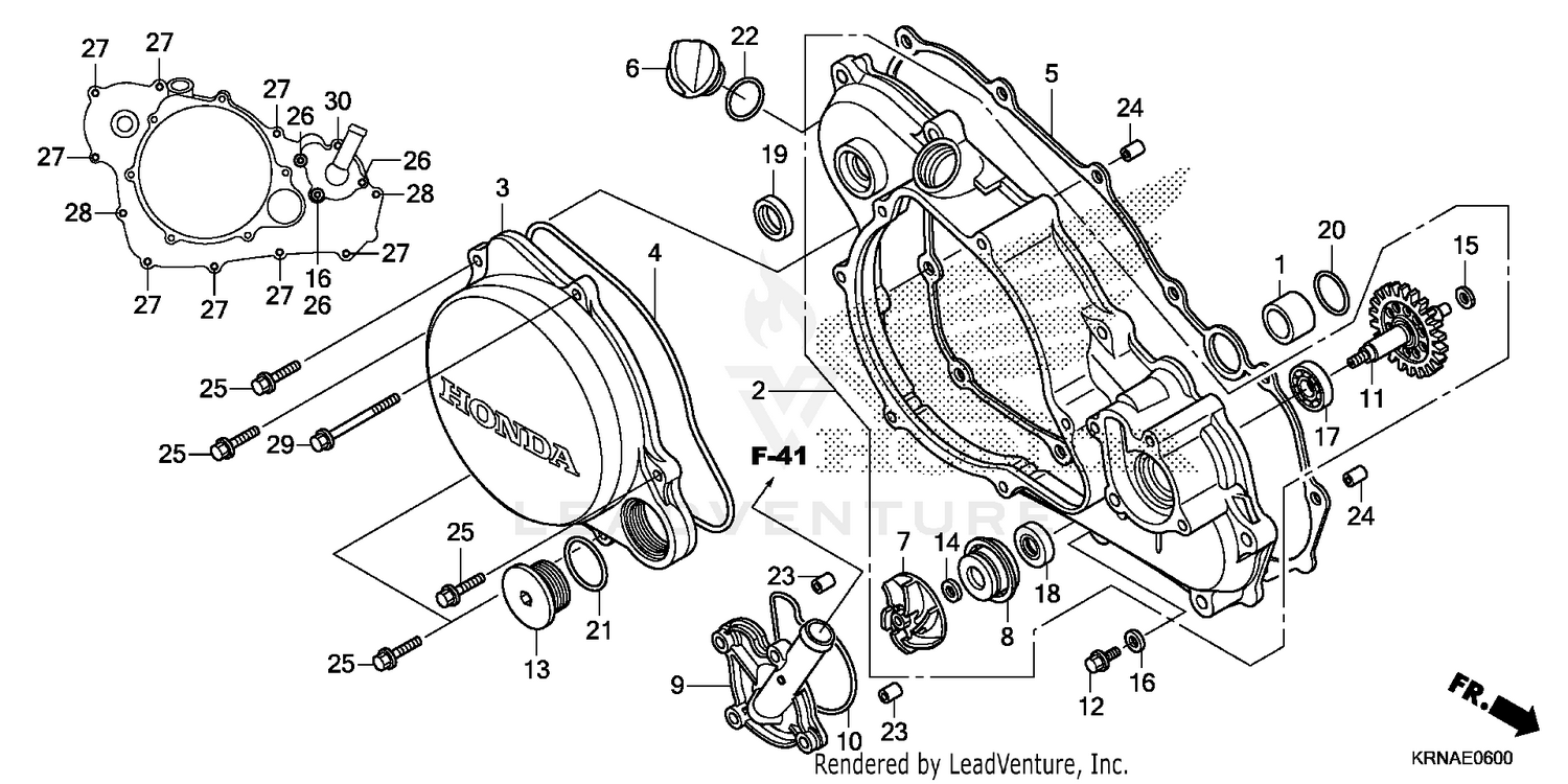 RIGHT CRANKCASE COVER    @WATER PUMP