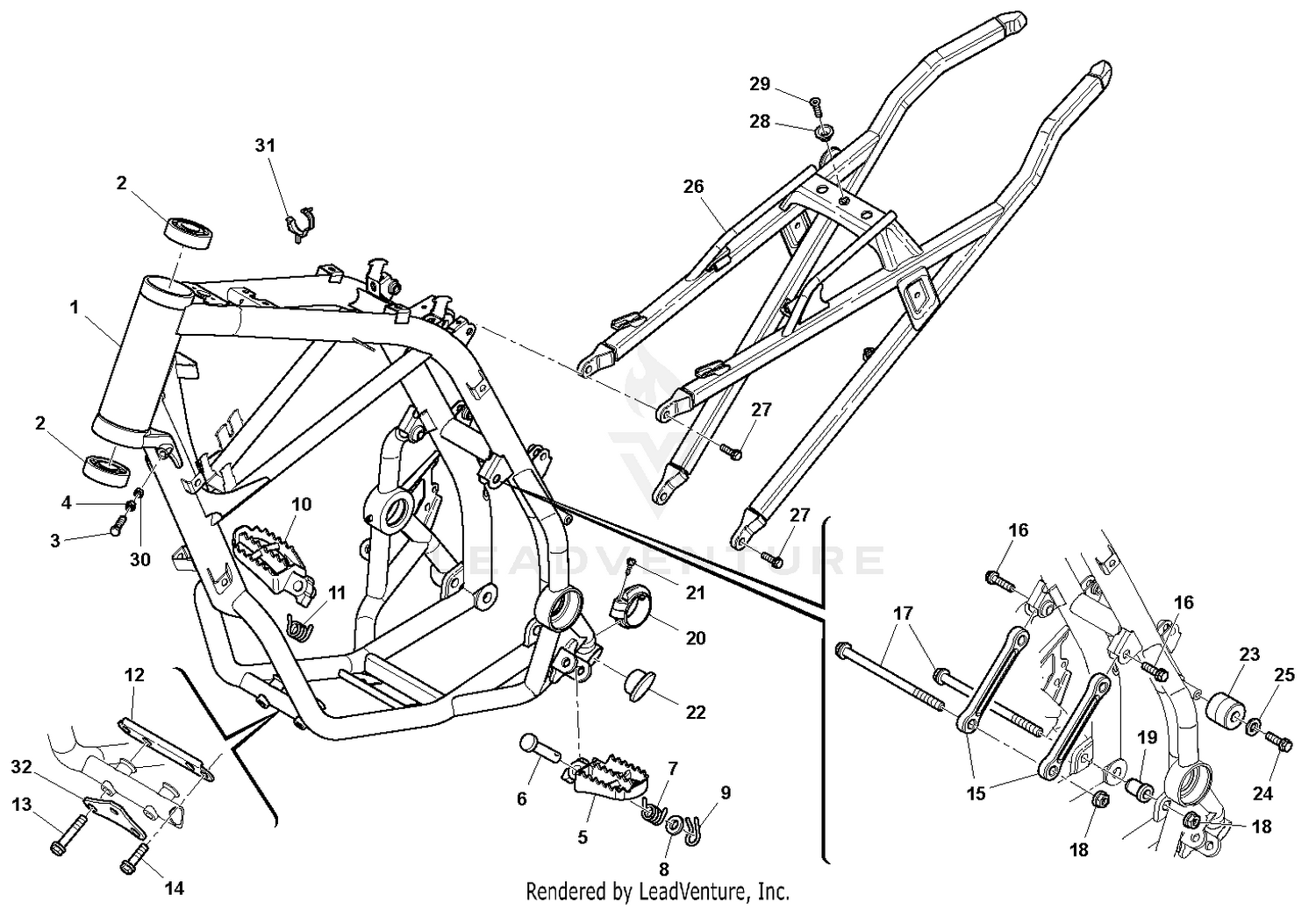Frame, Foot Rests