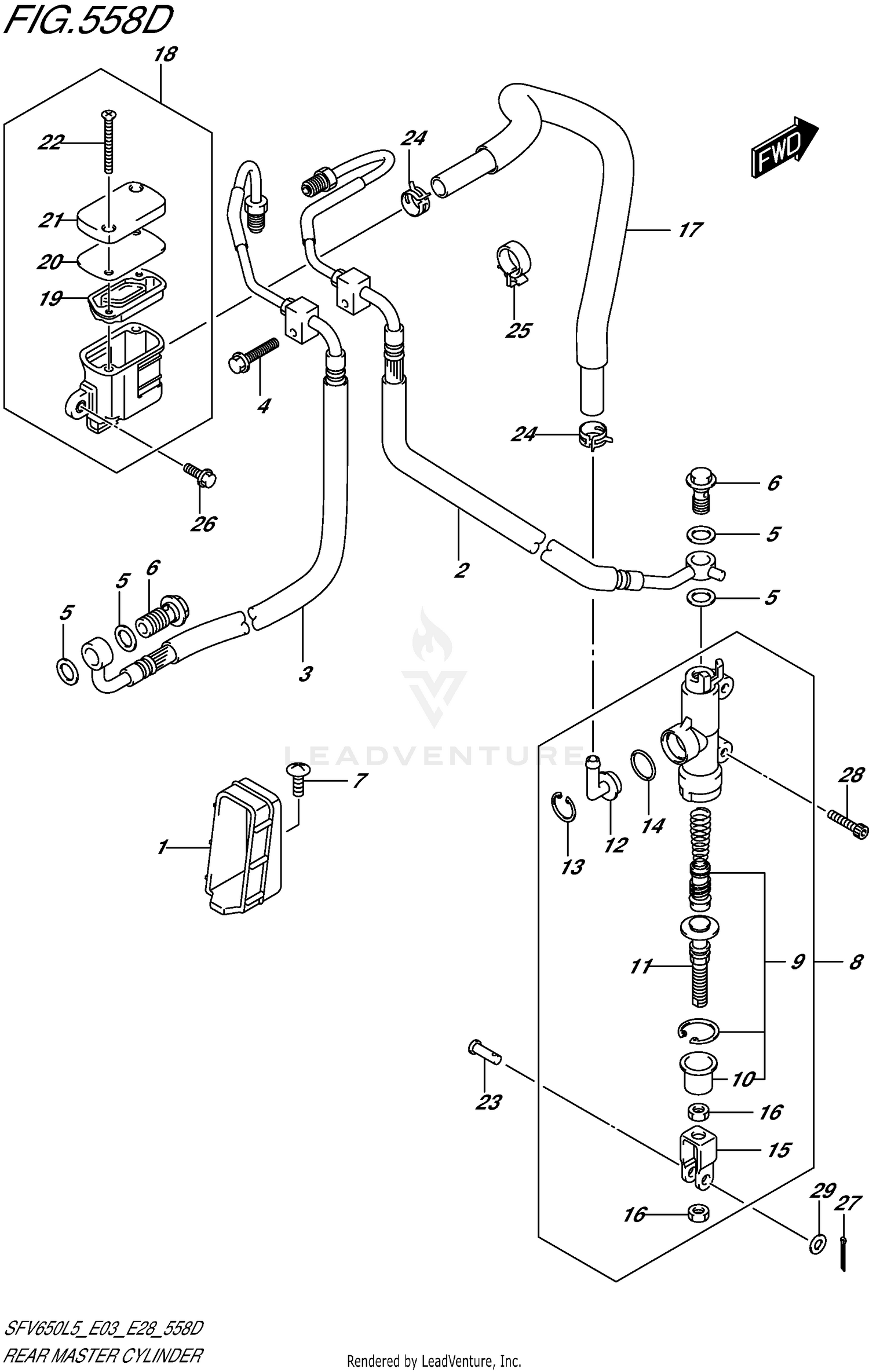 REAR MASTER CYLINDER (SFV650AL5 E28)
