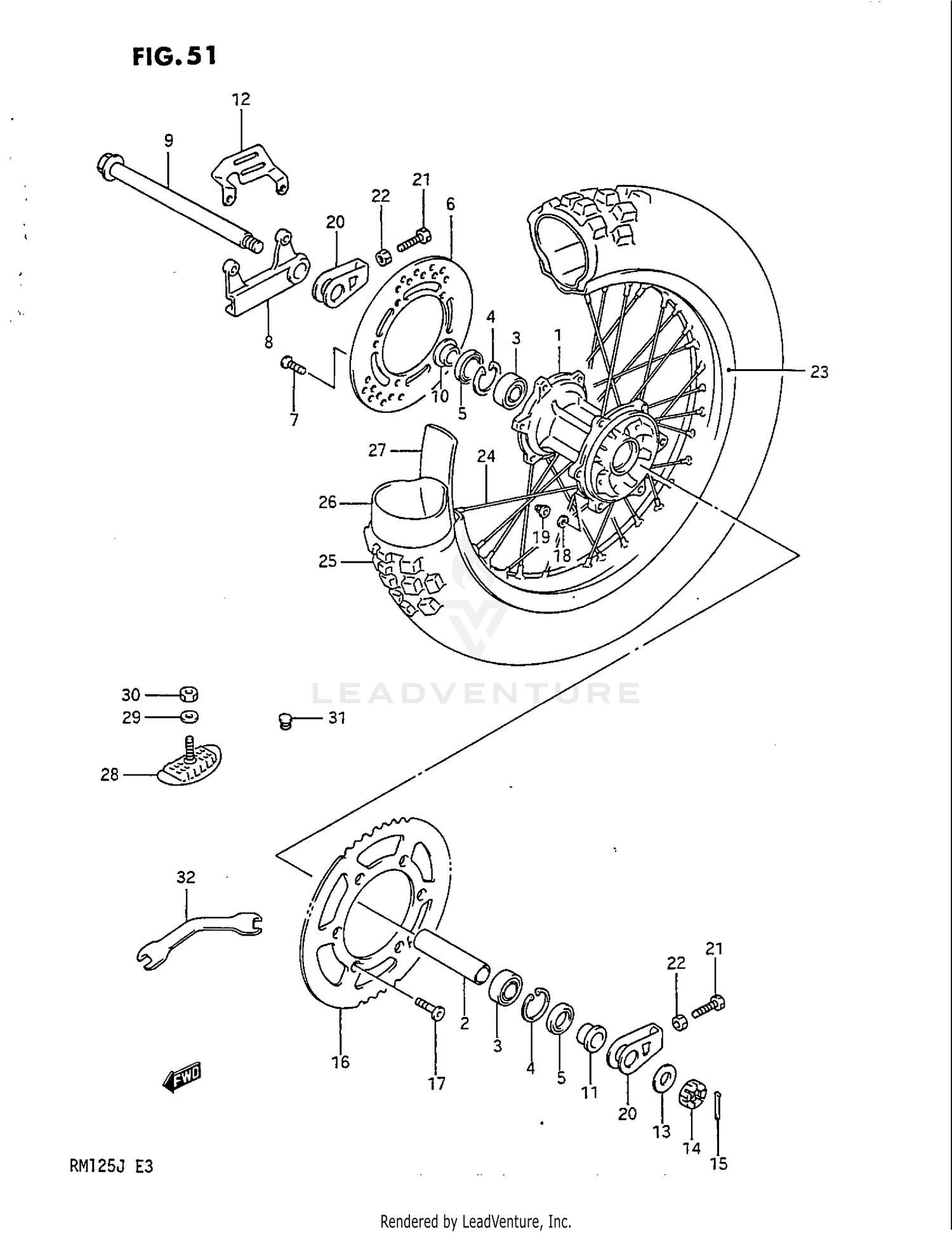 REAR WHEEL (MODEL J)