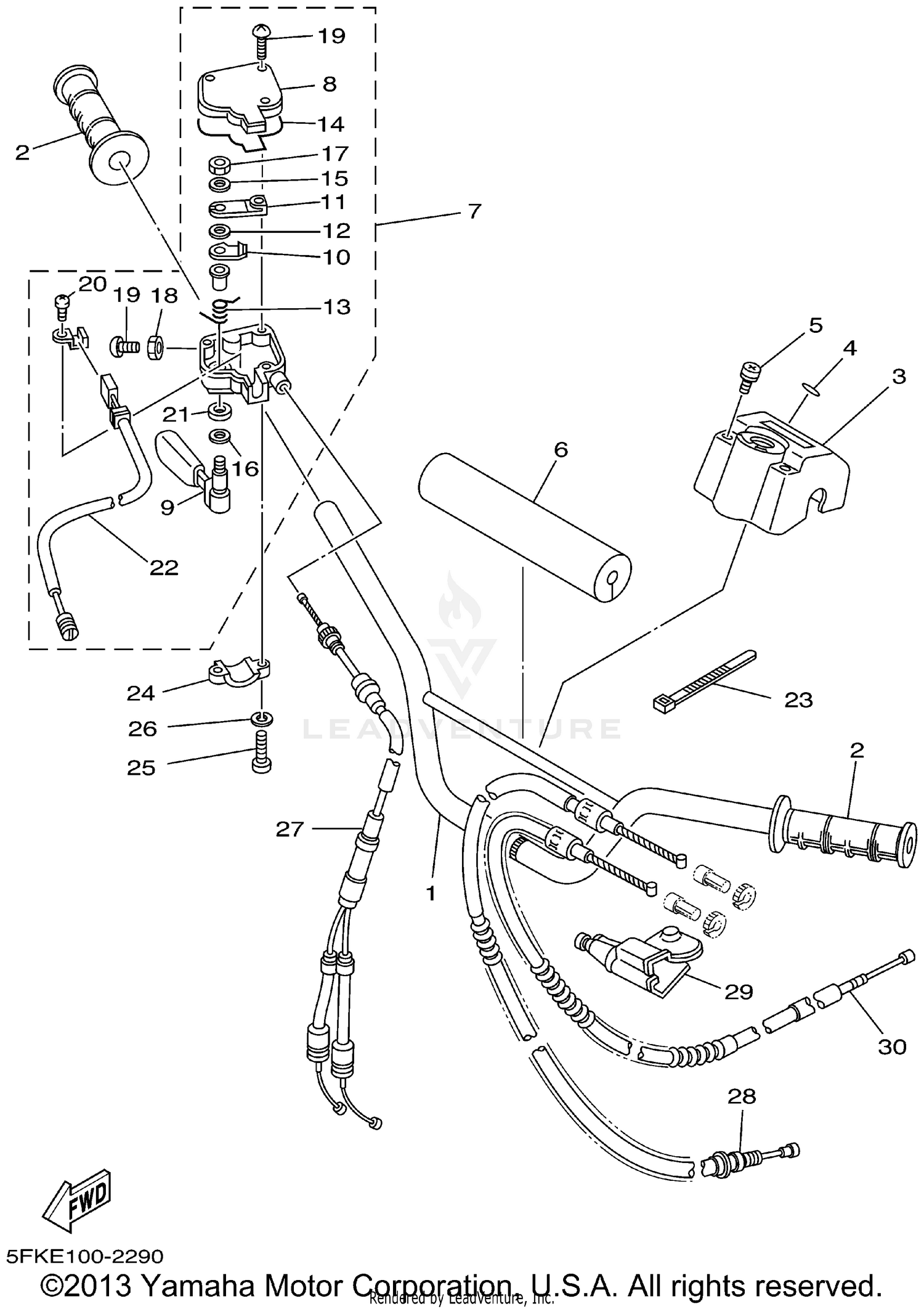 STEERING HANDLE. CABLE